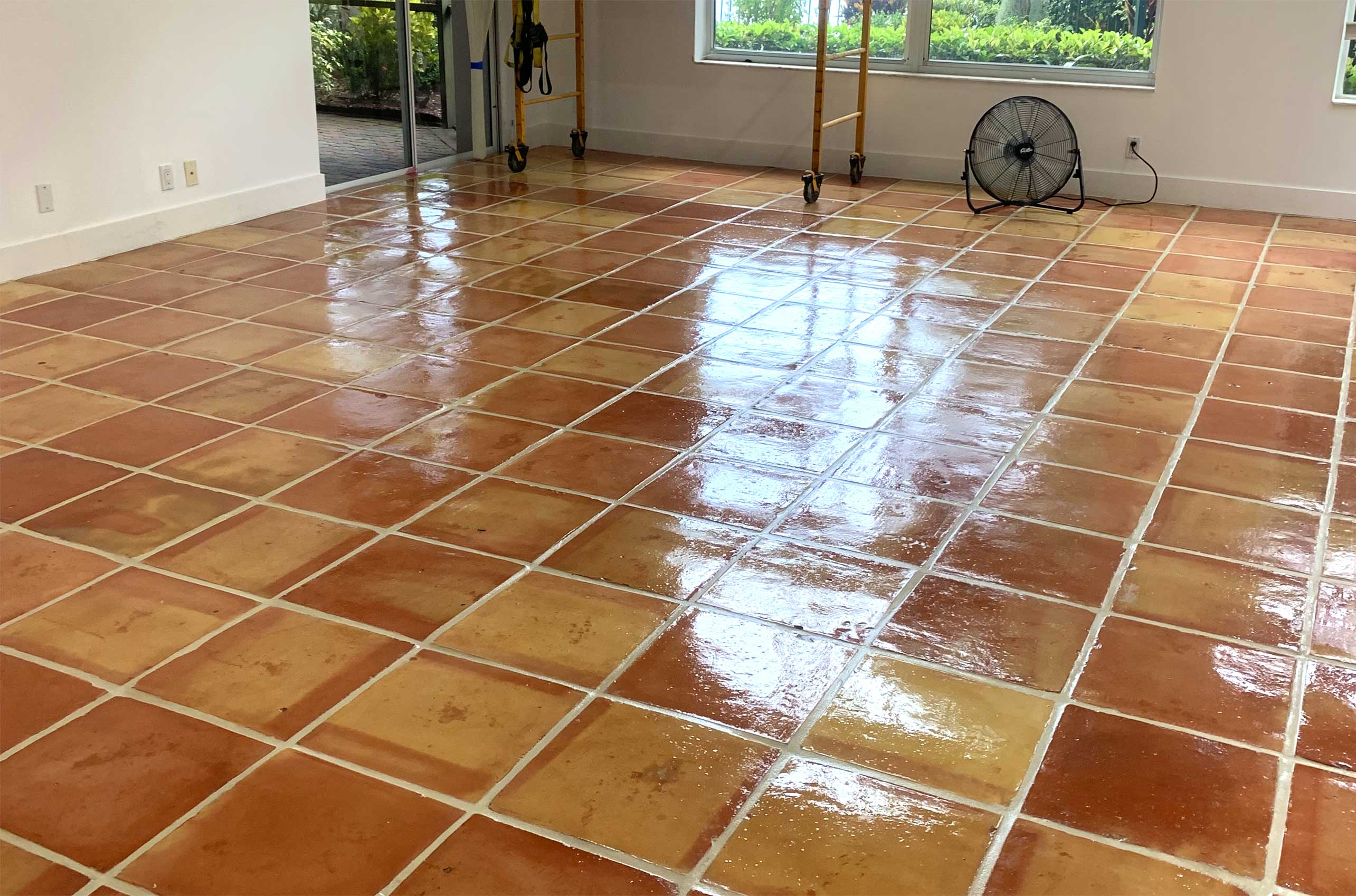 Photo of Mexican tile cleaning result in Florida
