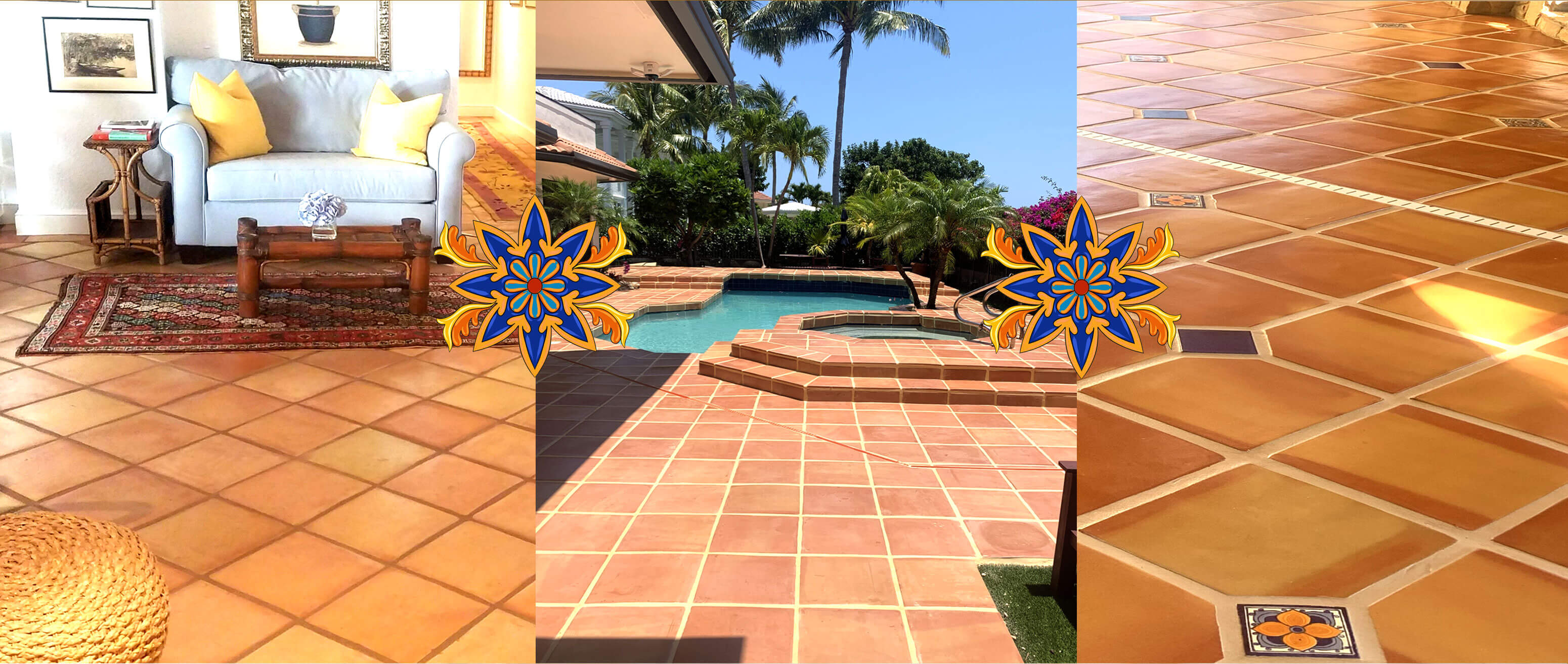 Mexican, saltillo, terra-cotta, tiles installation and restoration
